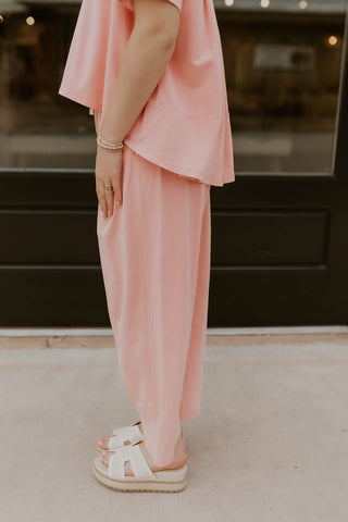 Short Sleeve Mineral Wash Set- Bubble Pink