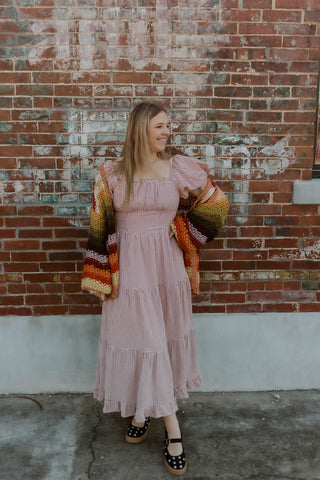 Cherry Picnic Gingham Maxi Dress
