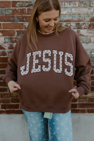 Jesus Applique Mock Neck Sweatshirt