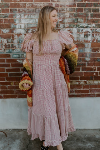 Cherry Picnic Gingham Maxi Dress