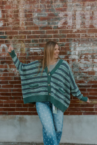 Color Current Striped Cardigan