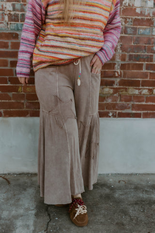 All Star Wide Leg Pants- Mushroom