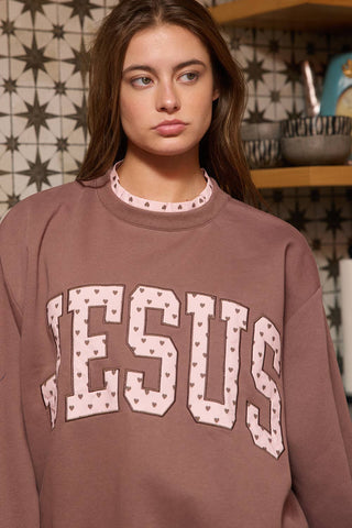 Jesus Applique Mock Neck Sweatshirt