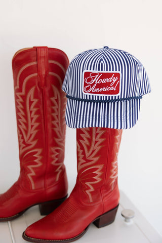 Howdy America Blue Striped Patch Hat