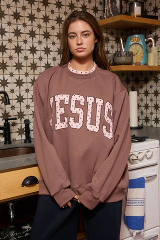 Jesus Applique Mock Neck Sweatshirt