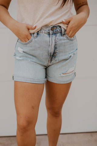 Sofie High Rise Mom Shorts- Hidden