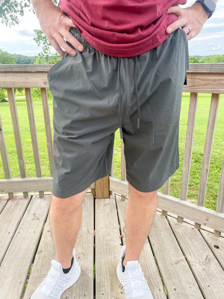 Men's Active Drawstring Shorts- Charcoal