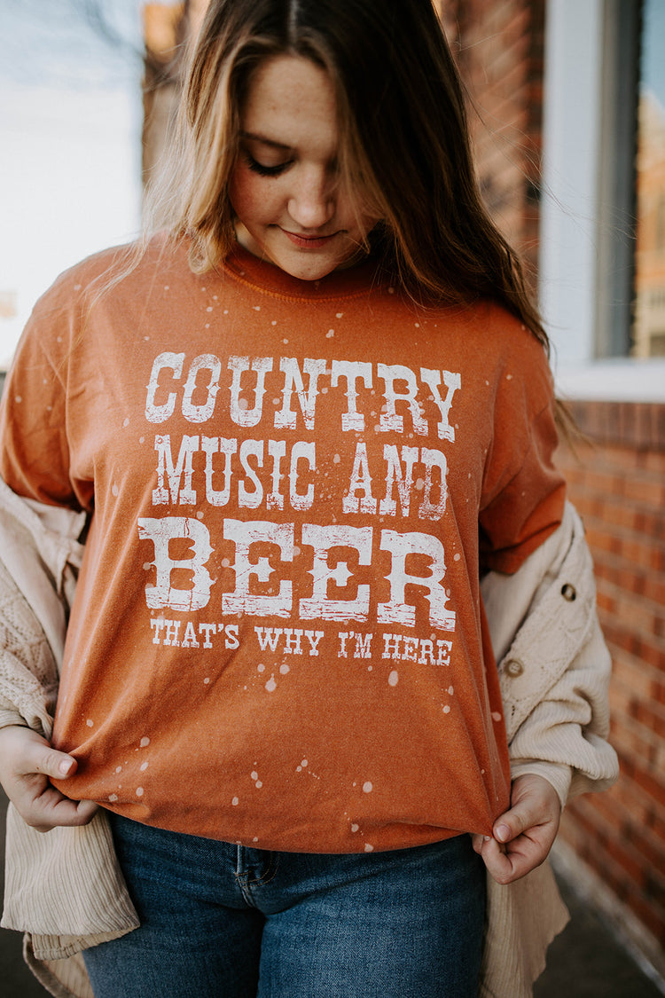 Country Music And Beer Oversized Graphic Tee