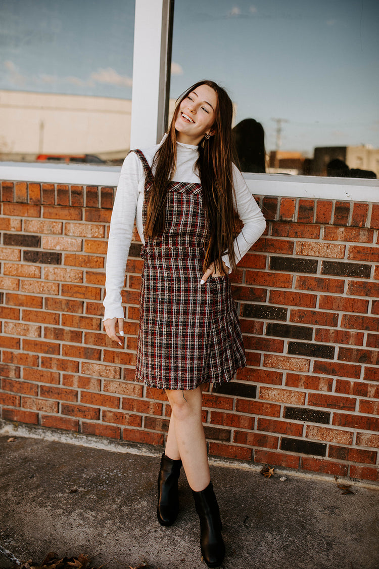Perfectly Plaid Overall Dress