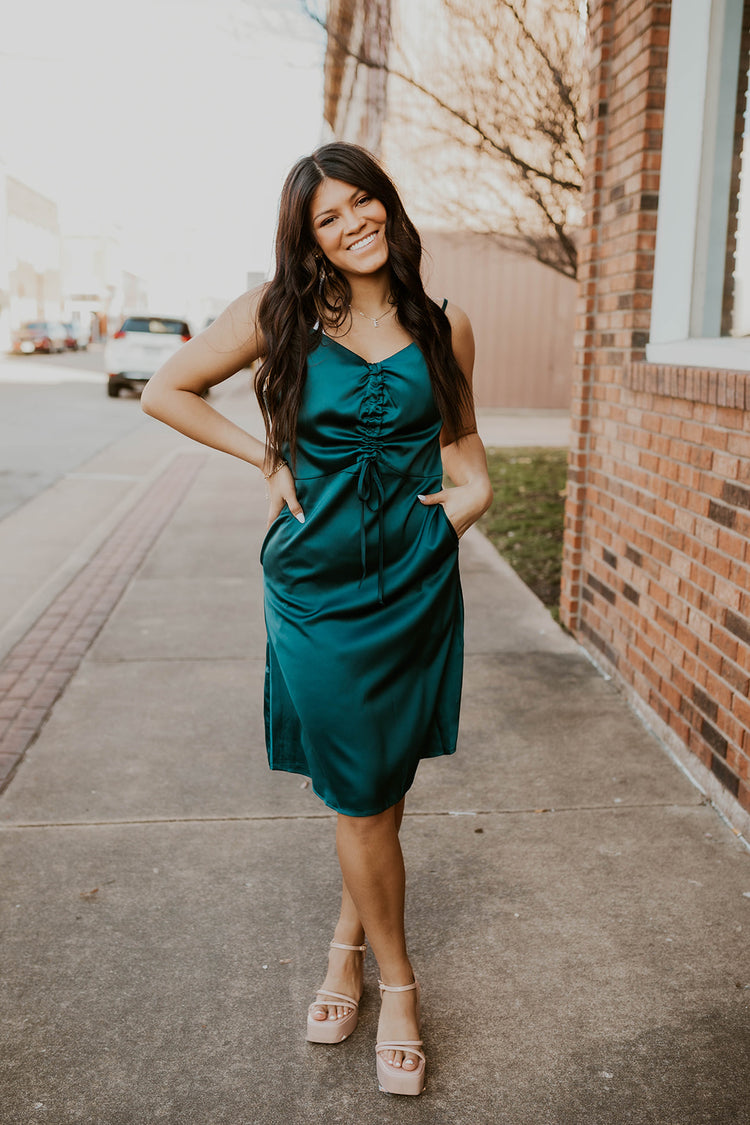Satin Mini Dress- Emerald