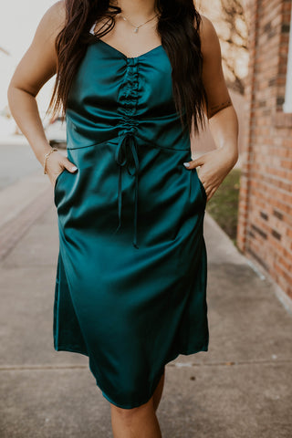 Satin Mini Dress- Emerald