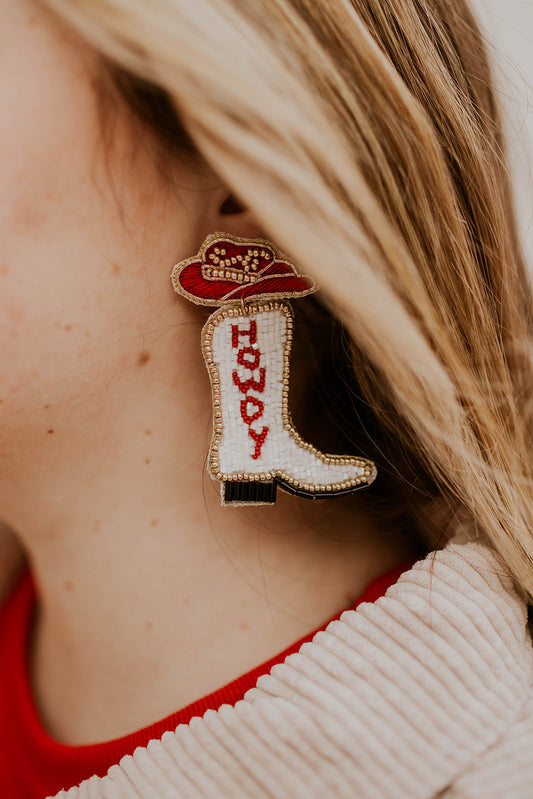 Howdy Beaded Boots Earrings
